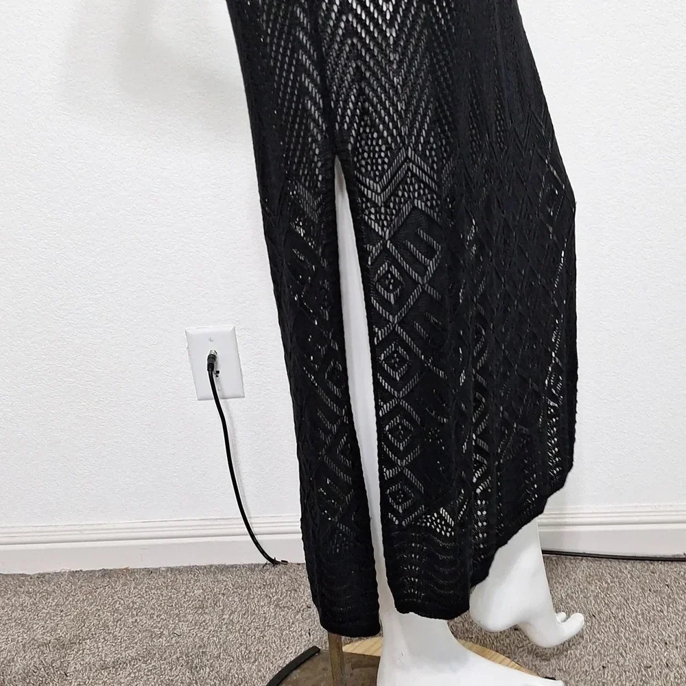 Joie Black Romantic Goth *NEW* Witchy Crochet Knit Whimsigoth Maxi Dress Size XL